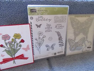 Stampin Up BUTTERFLY BASICS & BUTTERFLIES THINLITS DIES Flowers NEW + Card • $2.99