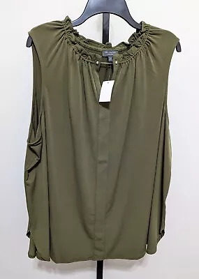 The Limited Women's Plus Olive  Sleeveless Blouse Shirt Tunic Top 2X $69 • £24.10