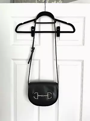 Massimo Dutti 100% Real Smooth Leather Horsebit Box Bag In Black - Rrp £129 • £35