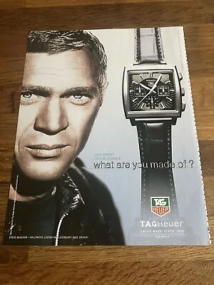 Original 2003 Tag Heuer Watch Steve McQueen Frame Ready Magazine Advert Retro A4 • £9.95