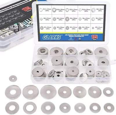 Glarks 175Pcs-304 Stainless Steel Large Penny Fender Washers Assortment Set-M3 • $30.92