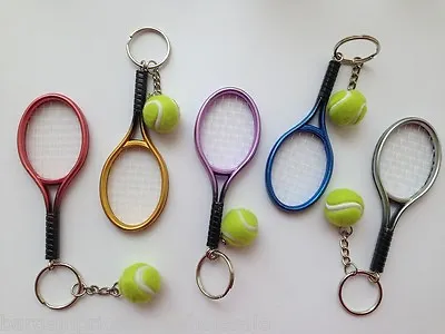 £3.45 • Buy Funky Cute Novelty Tennis Ball Racket Sports Keyring Keychain 