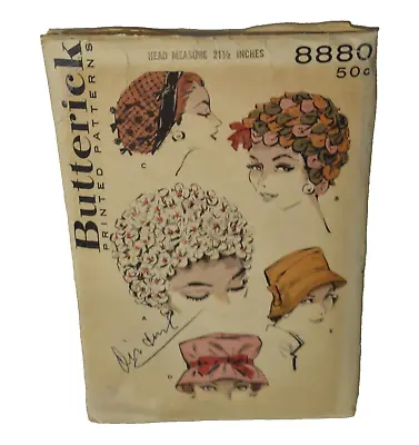 Butterick 8880 1950's Hat Cap Bucket Sewing Pattern Chemo Cancer Alopecia VTG • $16.50