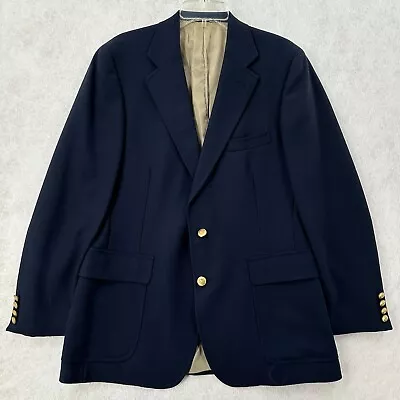 Vintage CHAPS Ralph Lauren Navy Blue Gold 2 Button Sport Coat Blazer Jacket 40R • $49.99