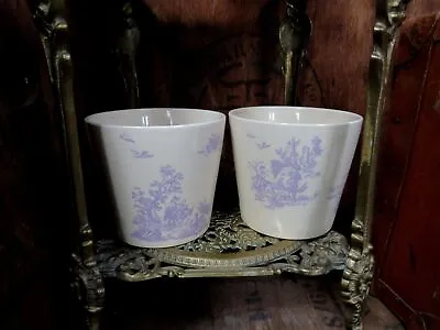 Vintage Laura Ashley Planters Two Pair Toile De Jouy French Country Cottage Core • £42.99