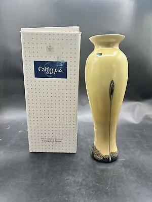 10 1/4  Vintage CAITHNESS Art Glass Ebony Vase SCOTLAND 1990s Sand Black Chinese • $32.80