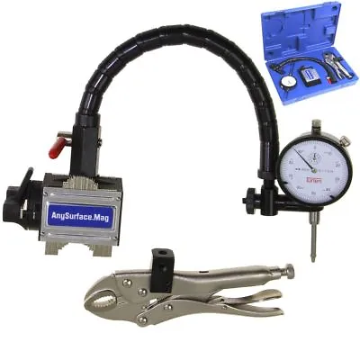 Dial Indicator 1 /.001  Flexible Arm Any Surface Magnetic Base Grip Locking Vise • $83.95
