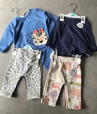 Asda Baby Girl Clothes Bundle Age 0-3 Months Outfits & Leggings BNWT • £20