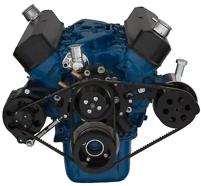 $403 • Buy Black Ford 289 302 V-Belt Kit Billet Aluminum Power Steering Pulley SBF