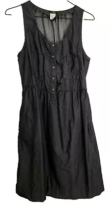 J Crew Fit And Flare Dress Women's 8 Chambray Sleeveless Pockets 100% Cotton • $18.99