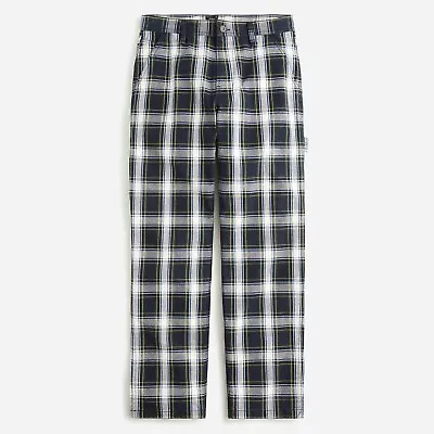 J. Crew Men's Canvas Painter Pants Navy Green Plaid (Various Sizes) - $138 NWT • $58.49