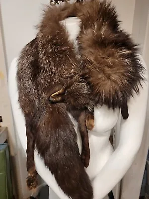 Vintage Holt Renfrew Fox Fur Stole With Head Paws • $107.92
