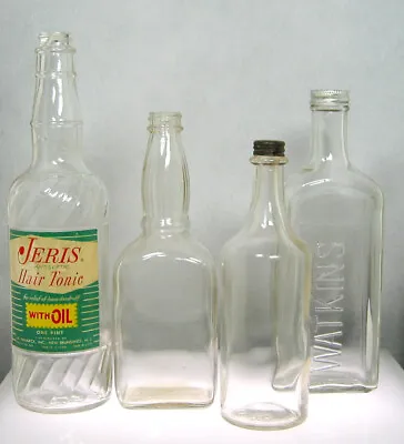 Four 4 Vintage Bottles Winarek's Jeris Watkin's Hazel Atlas Barber 53 • $32
