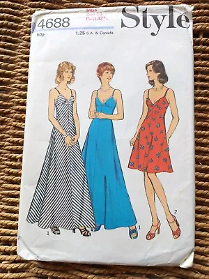 Vintage 1970s Style Sewing Pattern 4688 Strappy Maxidress Slip Dress B32. 5 S 10 • £4.99