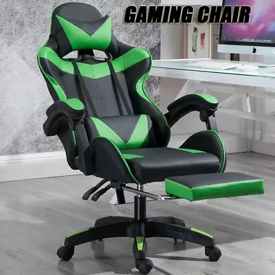 $118.68 • Buy Deluxe Gaming Chair Office Computer Racing Pu Leather Chair Green