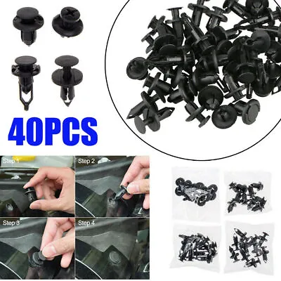 Car Push Retainer Pin Body Bumper Rivet Trim Moulding Clip Accessories Kit Black • $8.02