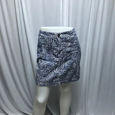 Baccini Skirt Womens 14 Blue White Paisley Pockets Mini Boho Y2K Travel • $13.59