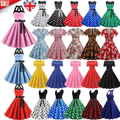 £15.99 • Buy UK Womens Vintage 50/60s Rockabilly Swing Housewife Dress Evening Party Cocktail