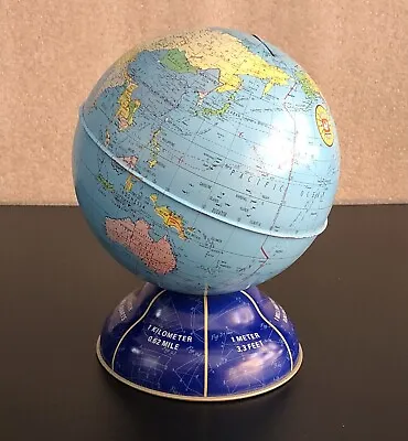 Vintage Ohio Art Co. Tin Litho Globe World Savings Coin Bank With Plug VGUC! • $18