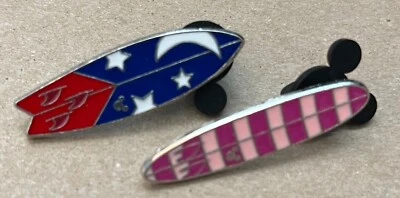 $1.98 • Buy Lot Of 2 Disney Pins - Surf Boards - Fantasia & Cheshire Cat [K20]