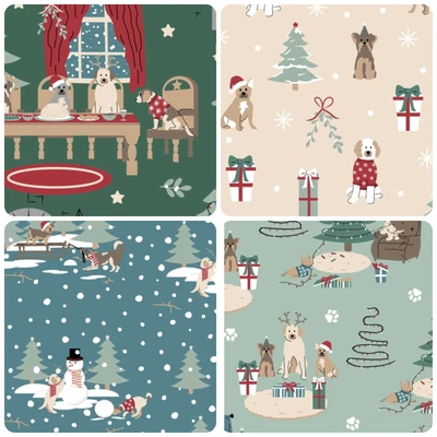 £4.75 • Buy Dogs Christmas Fabric 100% Cotton Material Freddie & Friends Tree Sewing Craft