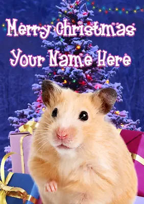 Hamster Merry Christmas Xmas Tree Greeting Personalised Card A5 Any Name XM206 • £3.25