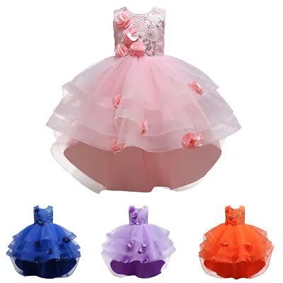 Kids Girls Tutu Pricess Party Dress Wedding Children Pageant Formal Ball Gown • $29.28