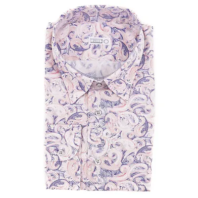 Zilli Cotton Shirt With Paisley And Swirling Wave Print 18.5 (Eu 47) NWT • $349