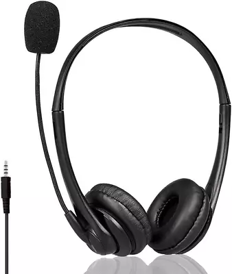 3.5Mm Mobile Phone Headset With Microphone Noise Cancelling & Audio Controls PC • £6.31