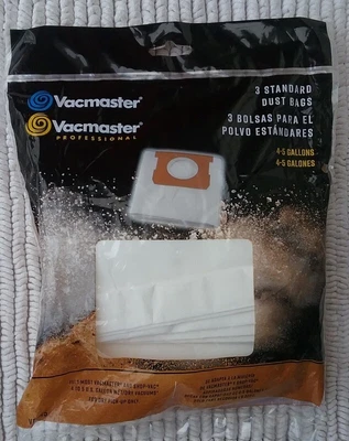 $8.88 • Buy Vacmaster Dust Bags 3 Pack Vacuum 4-5 Gallons Dry For Vacmaster & Shop Vac VDB45