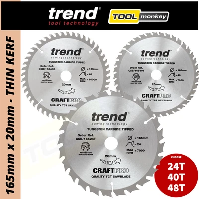 Trend Circular Saw Blade - 165mm - 20mm Bore - Thin Kerf - Fits Dewalt DC390 391 • £21.99