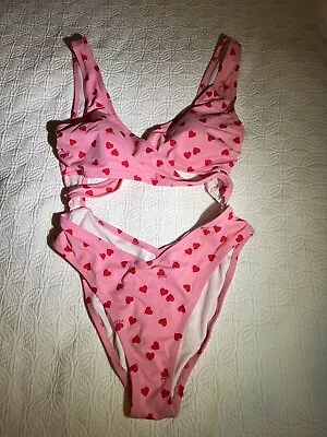 New PINK Victoria Secret Wrap MonoKini Bathing Suit Size Large Hearts • $22.22