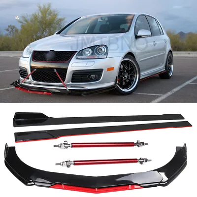 For VW Golf GTI MK5 MK6 MK7 Front Bumper Lip Splitter + Side Skirt + Strut Rods • $169.44