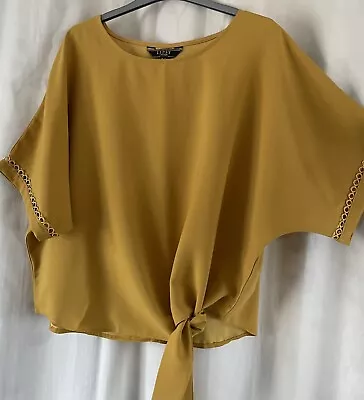 £6.99 • Buy NWOT Lipsy Mustard Yellow Loose Fit Tie Waist Top Blouse Size 12