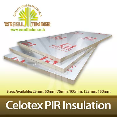 Celotex / Kingspan PIR Insulation - Various Thickness 2400 X 1200 - 25mm - 150mm • £38.78