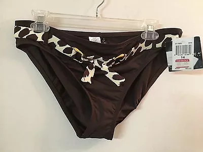 NWT LA BLANCA BY ROD BEATTIE 14 Brown Dotted Belt Bikini Swim Bottom • $14.99