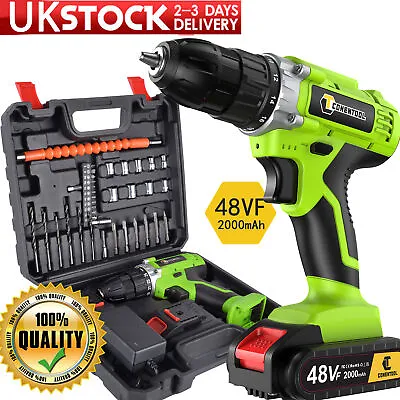 48VF Cordless Drill Electric Combi Driver Kit Drill Screwdriver+2 Battery +36PCS • £27.29