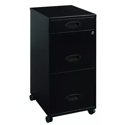 Pemberly Row 18  3-Drawer Metal Mobile File Cabinet W/ Pencil-Drawer In Black • $115.76