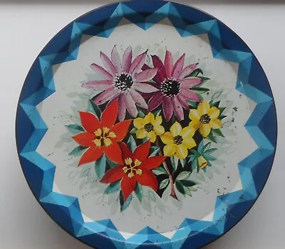 £12.50 • Buy Vintage John Mackintosh Blue Pretty Floral Wild Flowers Tin Round 23cm X 8cm