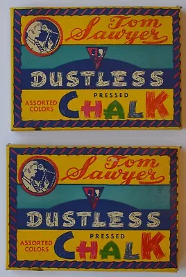 Vintage Lot Of 2 Boxes Tom Sawyer Dustless Pressed Chalk Assorted Colors • $8