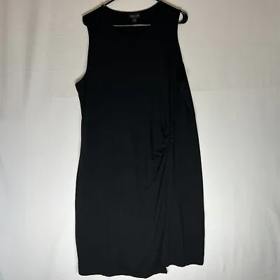 J. Jill Wearever Dress Womens XL Faux Wrap Knee Length Black Sleeveless Stretch • $31.97