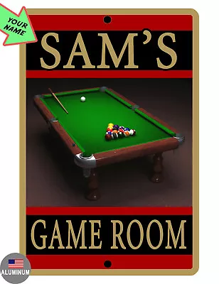 Personalized GAME ROOM Sign YOUR NAME BILLAIRDS Durable Aluminum HI GLOSS PT7590 • $13.95
