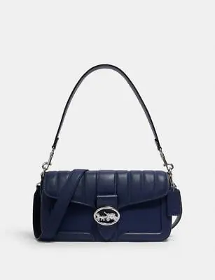 $289 • Buy NWT Coach 5567 Georgie Shoulder Bag With Linear Quilting In Sv/Cobalt Blue