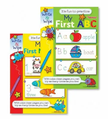 £3.98 • Buy 2 X CHILDREN'S MY FIRST NUMBERS & MY FIRST ABC WRITE AND WIPE FUN PRACTICE Books