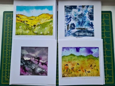 £4.50 • Buy Handpainted Unique Original Greetings Cards Blank Inside 4 Cards With Envelopes 