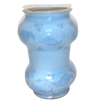 Albarello Medical Earthenware/Vase Dumb Bell Shape Blue Morjelica Antique • $185