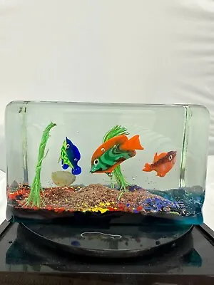 Murano Glass Fish Aquarium Rectangle Block • $240