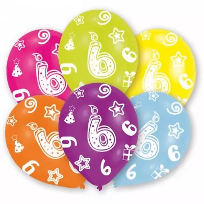 £2.49 • Buy 6 Pack AGE 6 / 6th Birthday Balloons Boys Girls Party Hall Decorations #61988