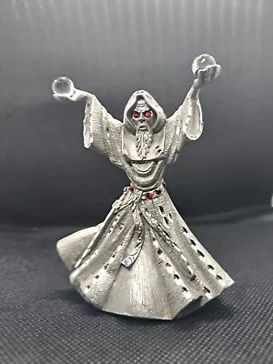 Wizard With Glass Orbs Pewter Figurine - Masterworks Fine Pewter- 1989 • $40