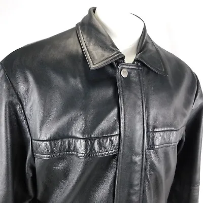 Wilsons Leather Men Black Jacket Coat Thinsulate Sz L • $109.99